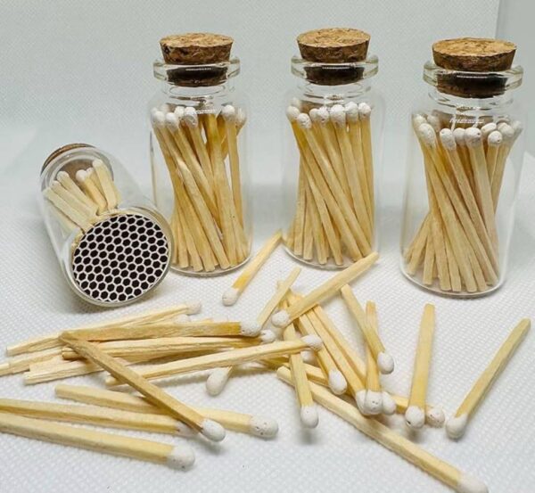 Elegant Black & Gold Matches w/Arthropathy Glass Jar